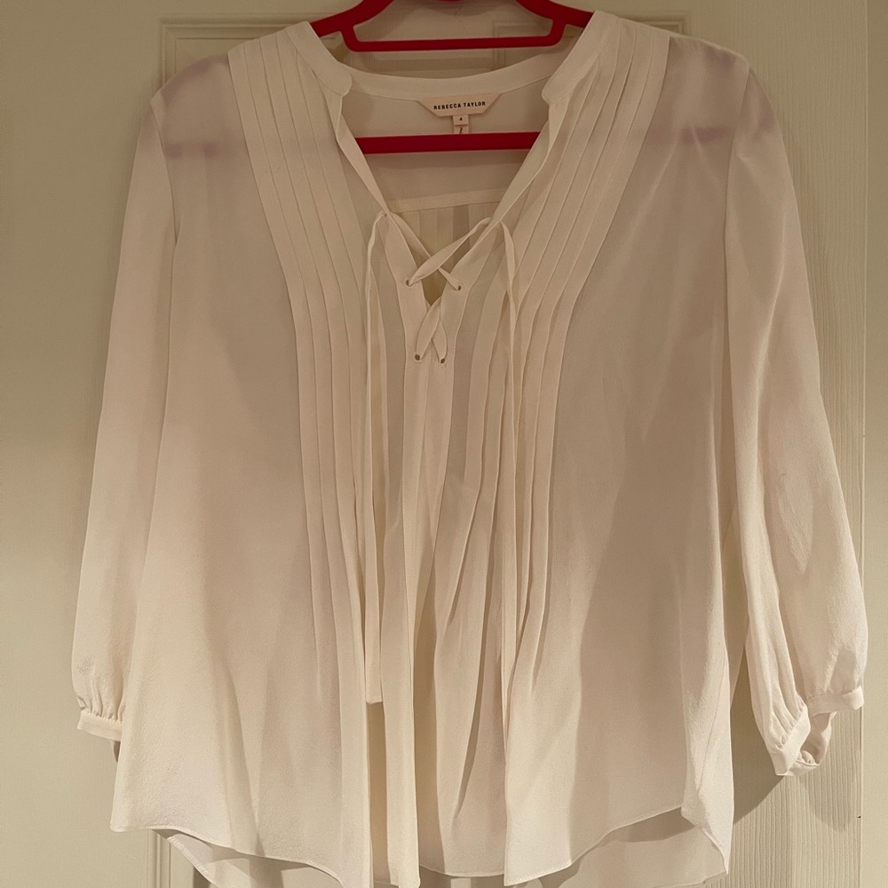 Rebecca Taylor Cream Tie Front Blouse